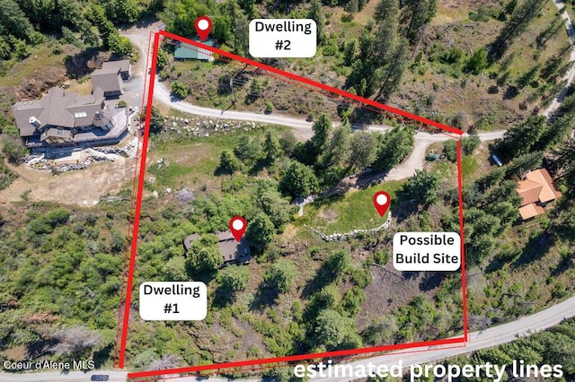 154 W Eagle Crest Dr, Sagle, ID 83860 - aerial overview of property's location featuring property boundaries highlighted