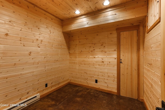 spare room featuring a sauna, recessed lighting, and baseboard heating
