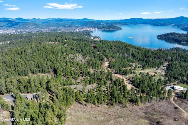1122 S Four Winds Rd, Coeur Dalene, ID 83814 - birds eye view of property featuring a forest view and a water and mountain view