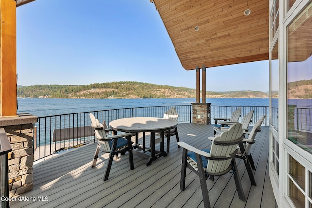 deck with a water view