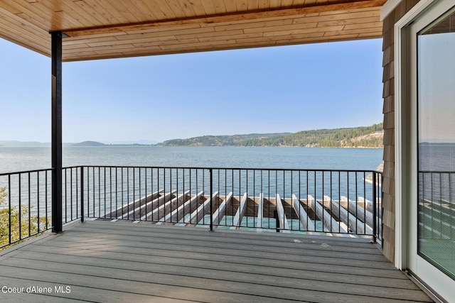 deck with a water view