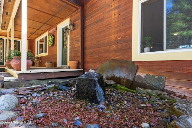 view of home's exterior with a porch