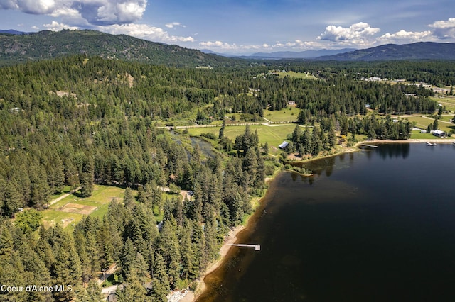 307 Quinns Ln, Cocolalla, ID 83813 - aerial view of property and surrounding area with a heavily wooded area and a water and mountain view