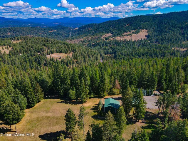 5758 E Burma Rd, Harrison, ID 83833 - drone / aerial view with a wooded view and a mountain view
