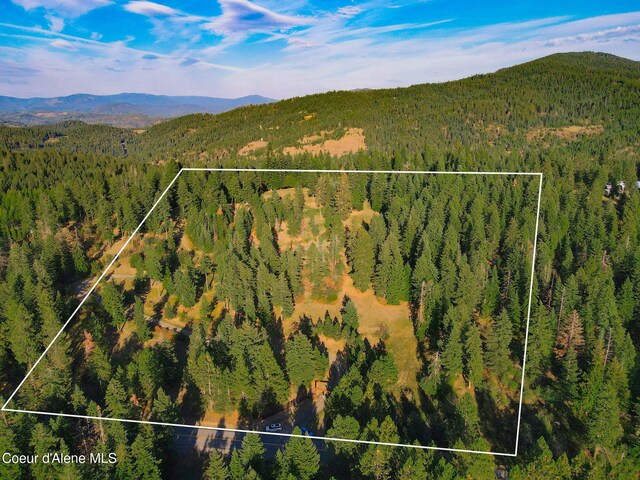 5758 E Burma Rd, Harrison, ID 83833 - drone / aerial view with a wooded view and a mountain view