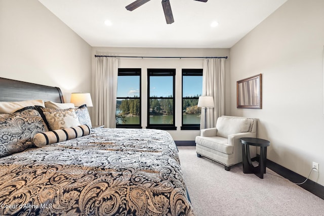 7431 E Cumberland Ct, Hayden, ID 83835 - bedroom featuring carpet flooring, baseboards, a ceiling fan, and recessed lighting
