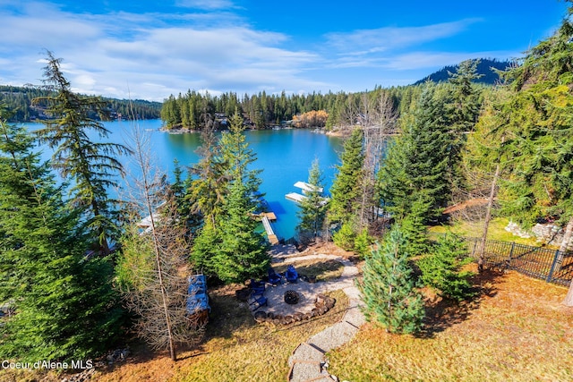 7431 E Cumberland Ct, Hayden, ID 83835 - property view of water featuring a view of trees and fence