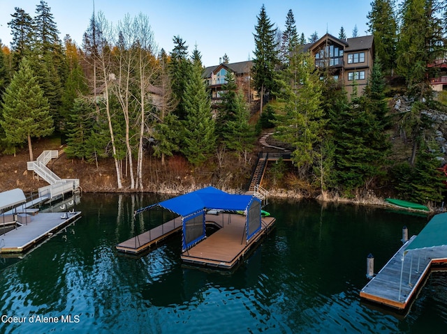 7431 E Cumberland Ct, Hayden, ID 83835 - dock area featuring stairway and a water view