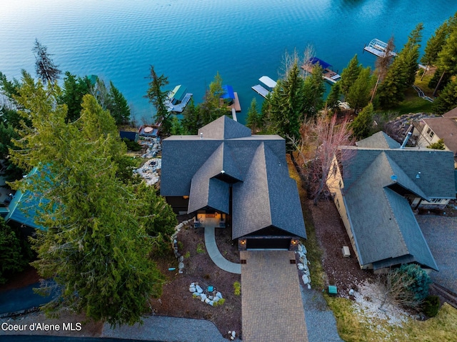 7431 E Cumberland Ct, Hayden, ID 83835 - drone / aerial view featuring a water view