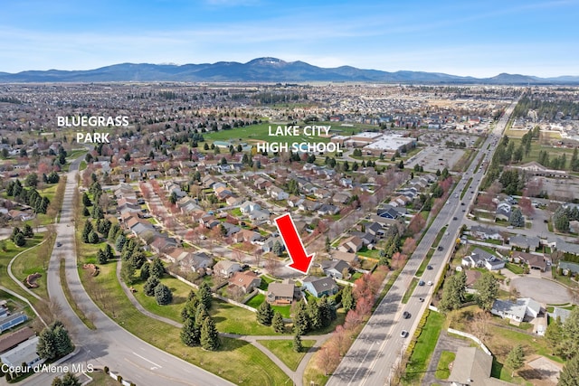 5660 N Loraine St, Coeur Dalene, ID 83815 - aerial view featuring a mountain view and a residential view