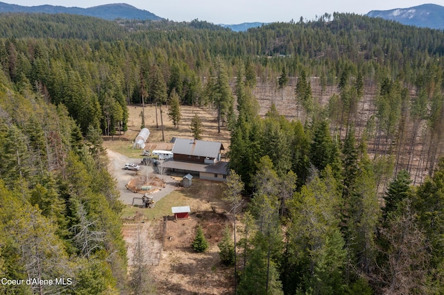 164 Generations Dr, Athol, ID 83801 - birds eye view of property featuring a mountain view and a forest view