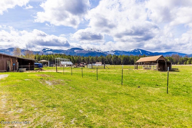 view of mountain feature featuring a rural view