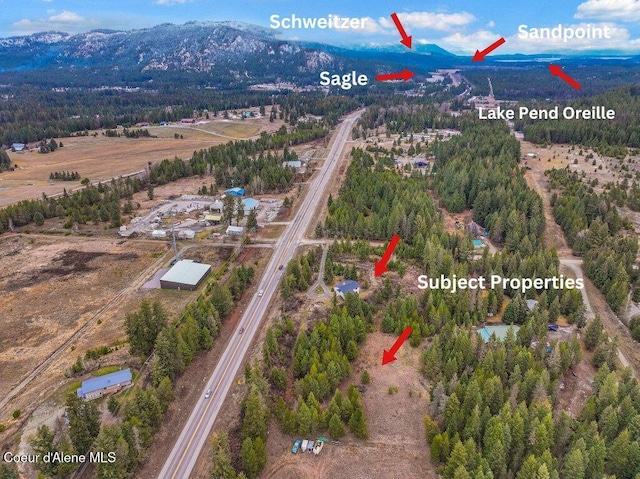 aerial view featuring a mountain view