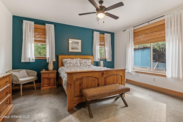 137 Bitterroot Pass, Sagle, ID 83860 - bedroom with concrete flooring, baseboards, and a ceiling fan