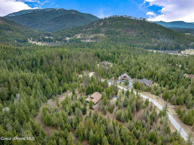 137 Bitterroot Pass, Sagle, ID 83860 - birds eye view of property featuring a forest view and a mountain view