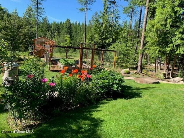 137 Bitterroot Pass, Sagle, ID 83860 - view of yard with a garden and a view of trees