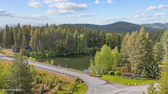 26 Hanaford Rd, Blanchard, ID 83804 - water view featuring a heavily wooded area and a mountainous background