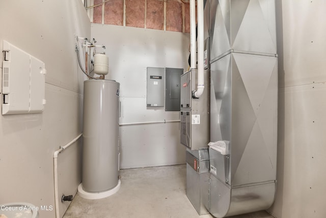 utilities featuring water heater and heating unit