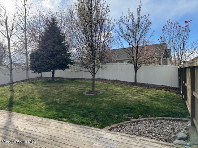 2359 N Alfalfa Loop, Post Falls, ID 83854 - view of yard featuring a fenced backyard and a wooden deck