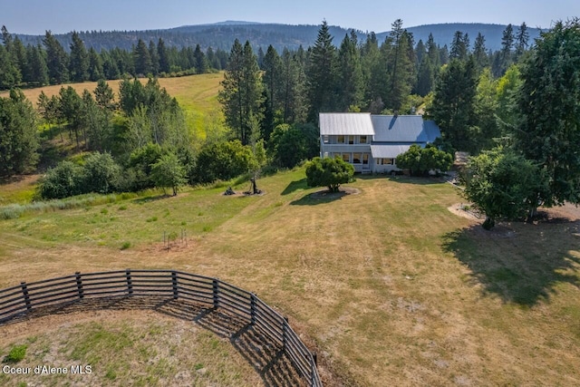 aerial view with a forest view and a rural view