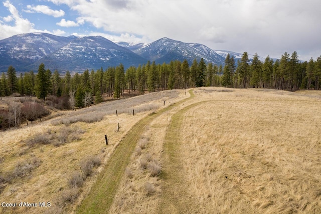 property view of mountains with a forest view