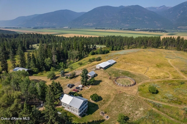 aerial view with a rural view and a mountain view