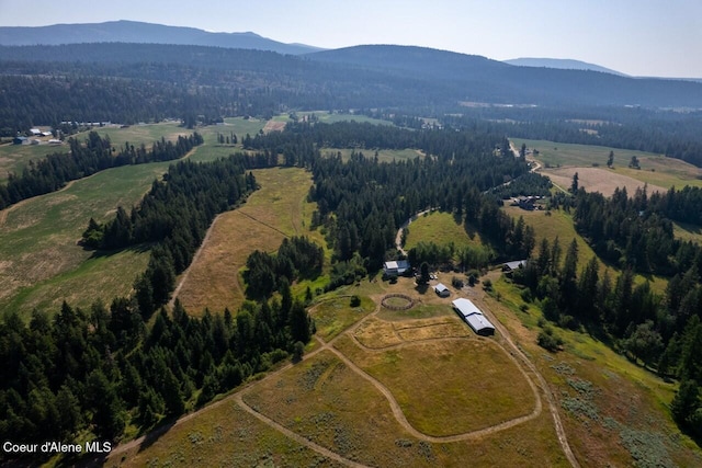 bird's eye view with a mountain view