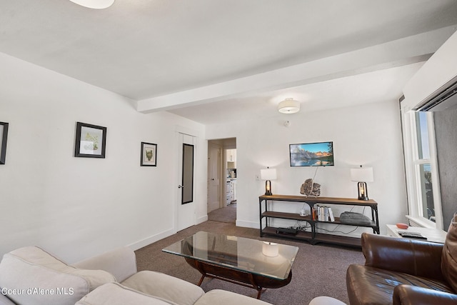 516 E Indiana Ave, Coeur Dalene, ID 83814 - carpeted living area featuring baseboards and beam ceiling