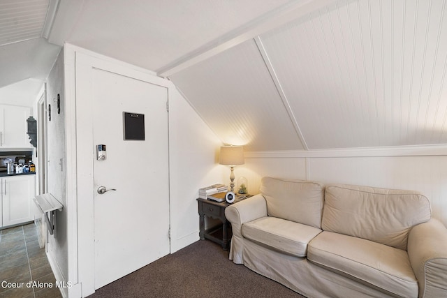 516 E Indiana Ave, Coeur Dalene, ID 83814 - living area featuring lofted ceiling and dark colored carpet