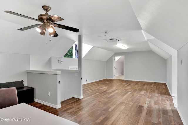 3825 E English Point Rd, Hayden, ID 83835 - additional living space featuring wood finished floors, vaulted ceiling, and ceiling fan