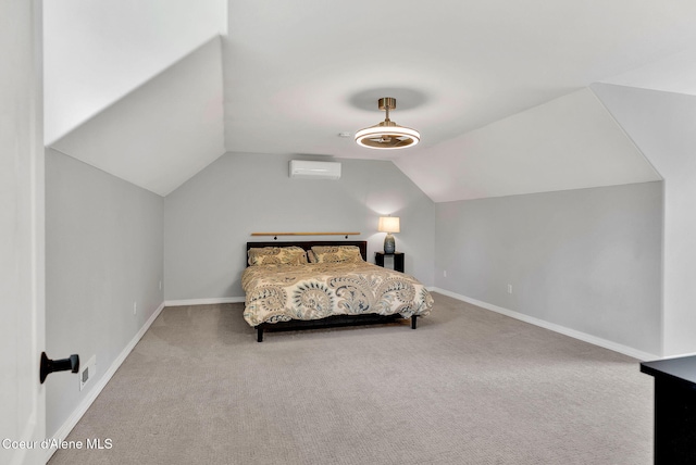 3825 E English Point Rd, Hayden, ID 83835 - carpeted bedroom featuring lofted ceiling and a wall unit AC