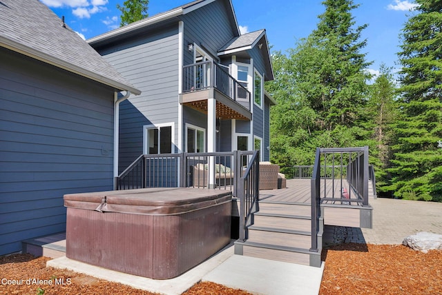 3825 E English Point Rd, Hayden, ID 83835 - deck featuring a hot tub