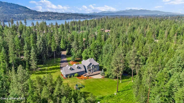 3825 E English Point Rd, Hayden, ID 83835 - view from above of property featuring a heavily wooded area and a water and mountain view