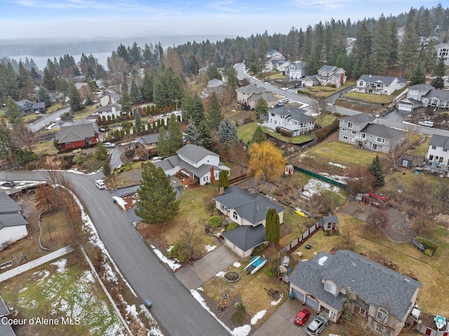 aerial view with a view of trees and a residential view