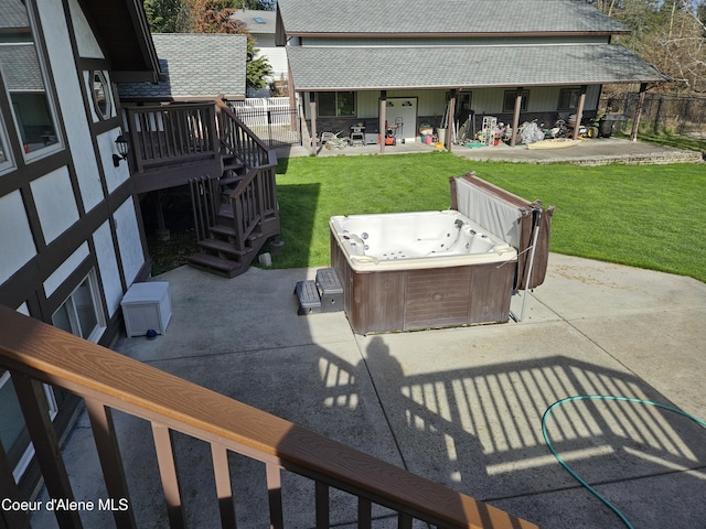 11268 N Friar Dr, Hayden, ID 83835 - view of patio / terrace with fence and a hot tub