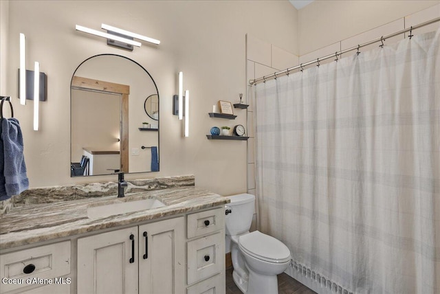 329 N Healing Dr, Blanchard, ID 83804 - full bathroom with vanity, curtained shower, and toilet