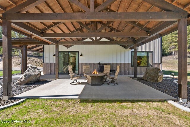 329 N Healing Dr, Blanchard, ID 83804 - view of patio / terrace featuring a fire pit and a gazebo