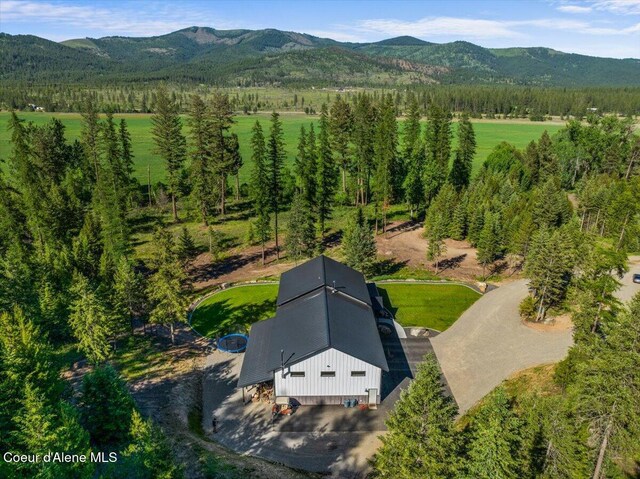 329 N Healing Dr, Blanchard, ID 83804 - aerial view of property and surrounding area featuring a mountainous background