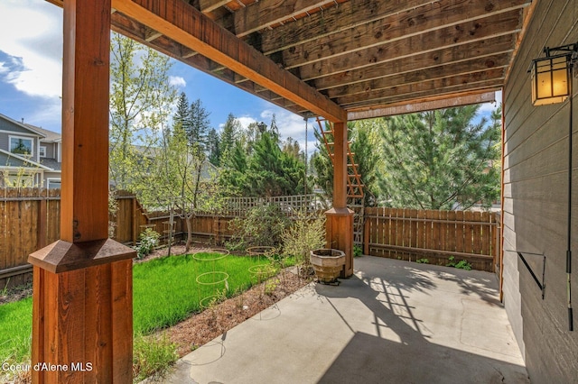 view of patio featuring a fenced backyard