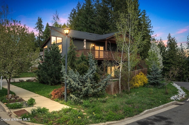 view of property exterior at dusk