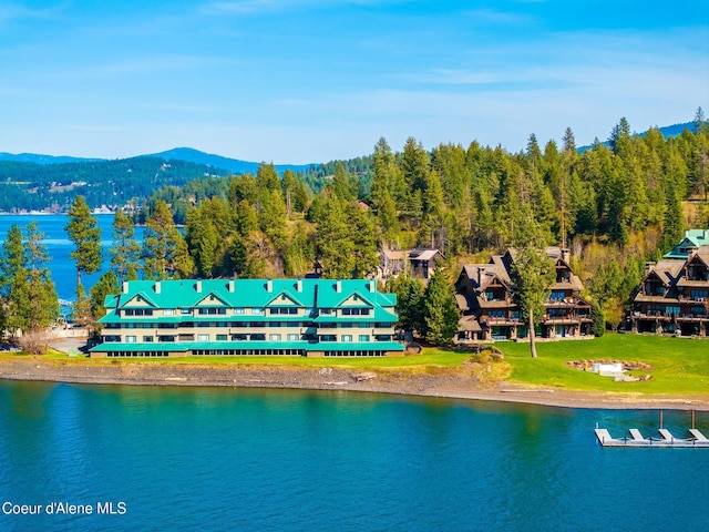 4549 S Arrow Point Dr # 207, Harrison, ID 83833 - drone / aerial view featuring a water and mountain view