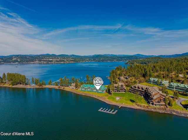 4549 S Arrow Point Dr # 207, Harrison, ID 83833 - aerial view featuring a water and mountain view