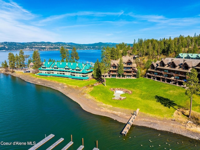 4549 S Arrow Point Dr # 207, Harrison, ID 83833 - aerial view featuring a water and mountain view