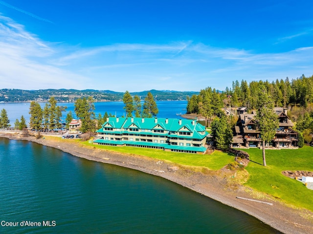 4549 S Arrow Point Dr # 207, Harrison, ID 83833 - aerial view featuring a water and mountain view
