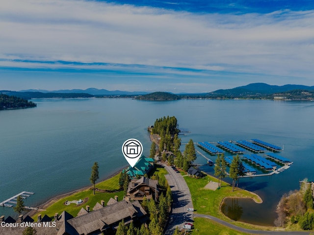 4549 S Arrow Point Dr # 207, Harrison, ID 83833 - bird's eye view featuring a water and mountain view