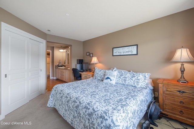 4549 S Arrow Point Dr # 207, Harrison, ID 83833 - bedroom with visible vents and light carpet