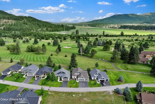 bird's eye view with a mountain view and a residential view