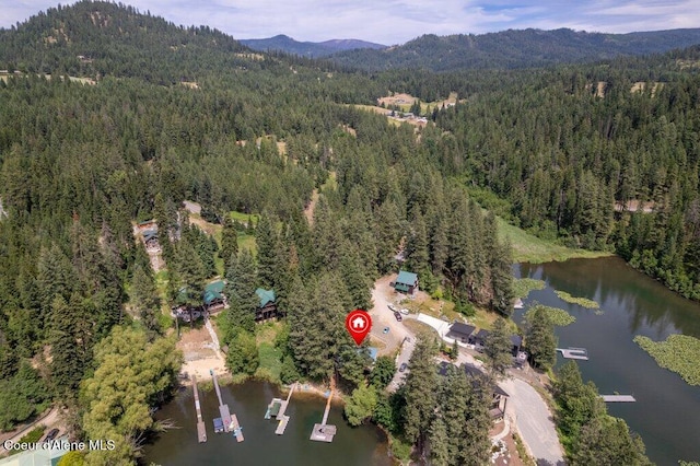 14314 N Waters Edge Ct, Hayden, ID 83835 - view of property location with a heavily wooded area and a water and mountain view