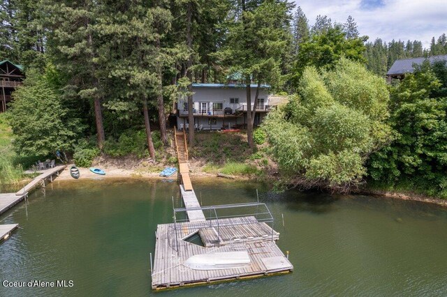14314 N Waters Edge Ct, Hayden, ID 83835 - dock featuring a water view and stairs