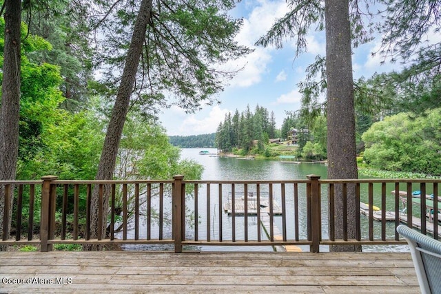 14314 N Waters Edge Ct, Hayden, ID 83835 - wooden terrace with a water view